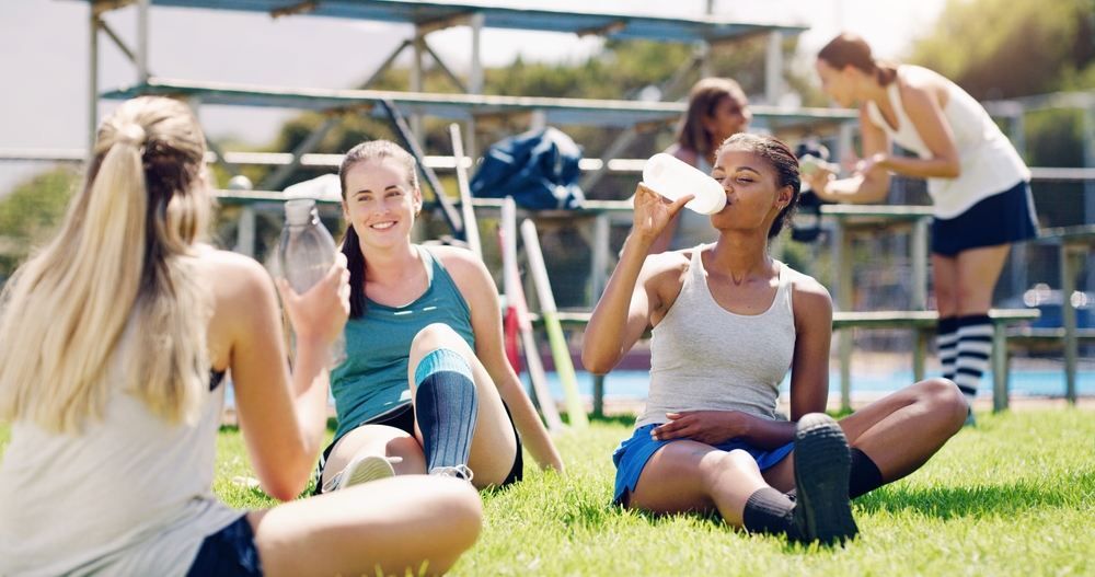 Sport,,Outdoor,And,Women,Relax,With,Water,Bottle,,Hydration,And